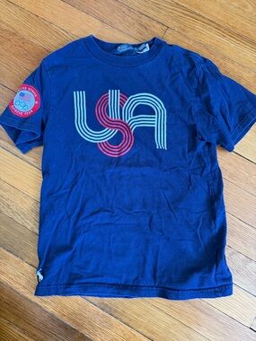 Polo by Ralph Lauren Navy Tee with Red & White USA Graphic (S/8)